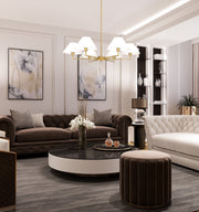 Leila 6 Light 44" Chandelier in Luxe Gold in a room setting