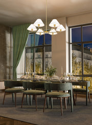 Leila 6 Light 44" Chandelier in Luxe Gold in a room setting