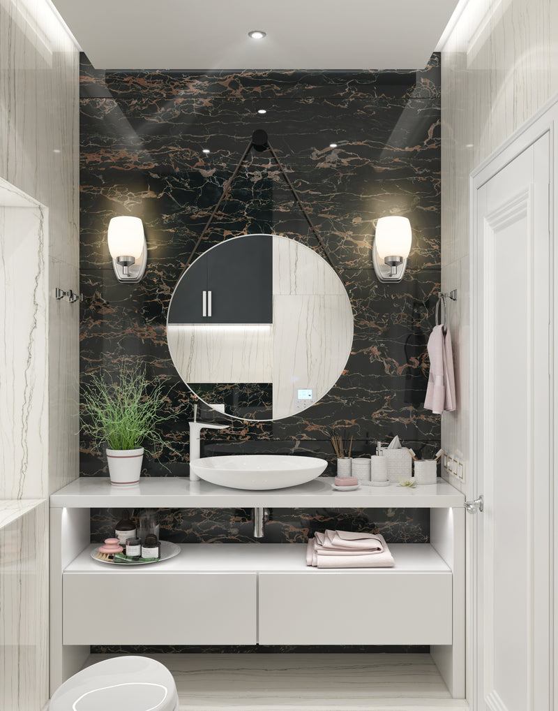 Kendrick 1 Light 4.75" Wall Sconce in Brushed Nickel in a room setting