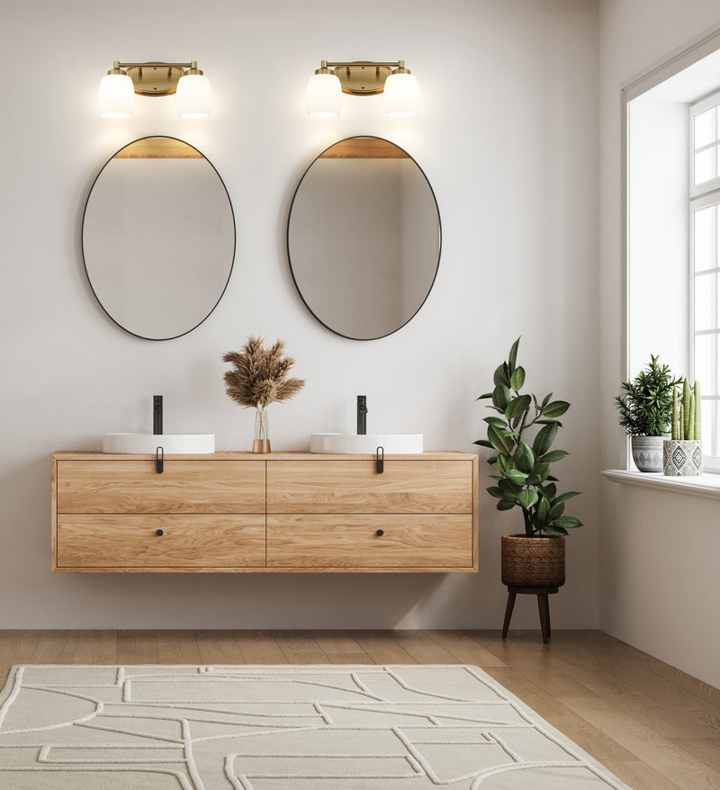 Kendrick 2 Light 14.5" Vanity in Luxe Gold in a room setting