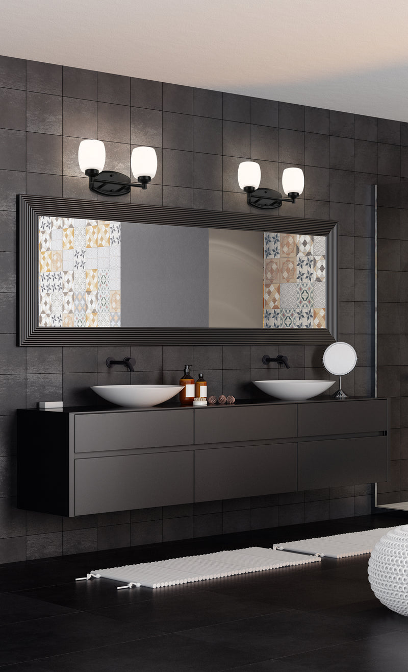 Kendrick 2 Light 14.5" Vanity in Matte Black in a room setting