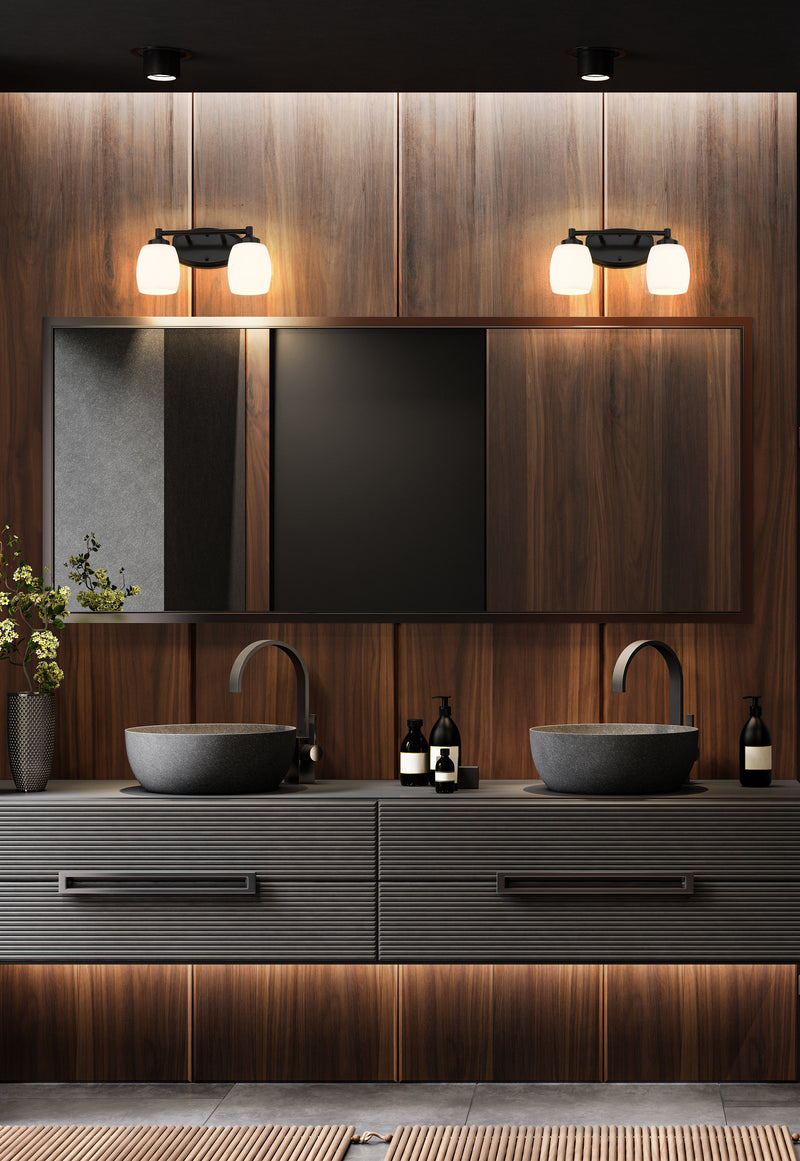 Kendrick 2 Light 14.5" Vanity in Matte Black in a room setting
