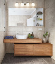 Kendrick 4 Light 31.25" Vanity in Brushed Nickel in a room setting