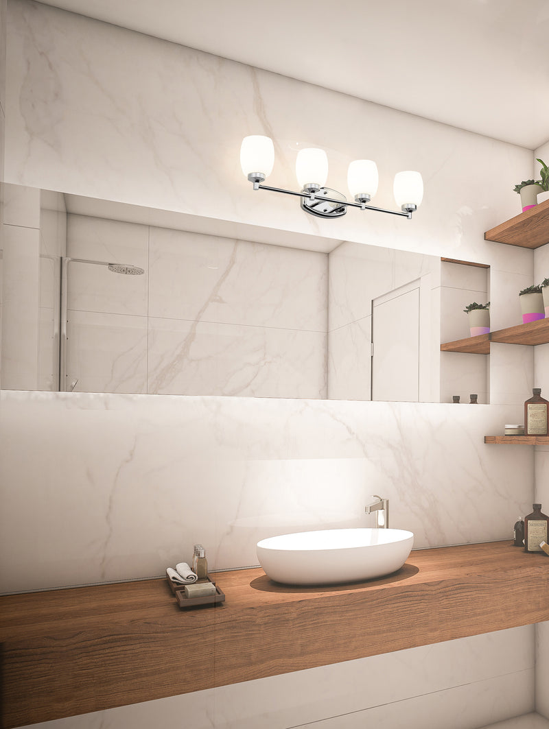 Kendrick 4 Light 31.25" Vanity in Chrome in a room setting