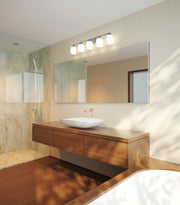Kendrick 5 Light 39.25" Vanity in Brushed Nickel in a room setting