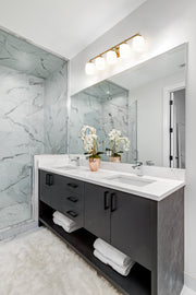 Kendrick 5 Light 39.25" Vanity in Luxe Gold in a room setting