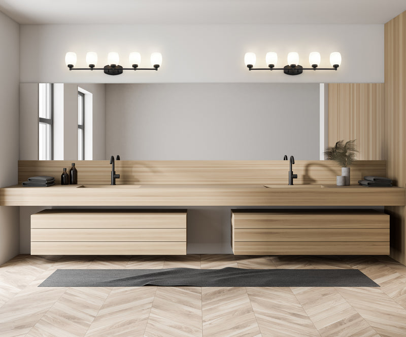 Kendrick 5 Light 39.25" Vanity in Matte Black in a room setting