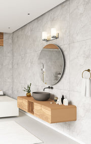Burk 2 Light 13.75" Vanity in Brushed Nickel in a room setting