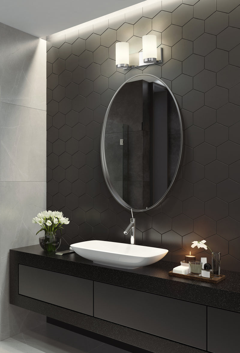 Burk 2 Light 13.75" Vanity in Chrome in a room setting