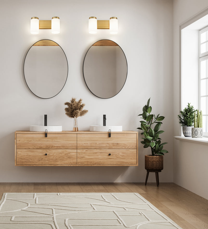 Burk 2 Light 13.75" Vanity in Luxe Gold in a room setting