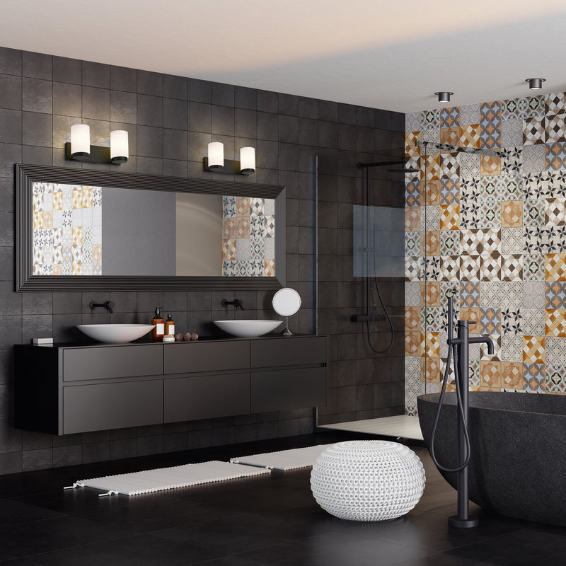 Burk 2 Light 13.75" Vanity in Matte Black in a room setting