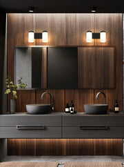 Burk 2 Light 13.75" Vanity in Matte Black in a room setting