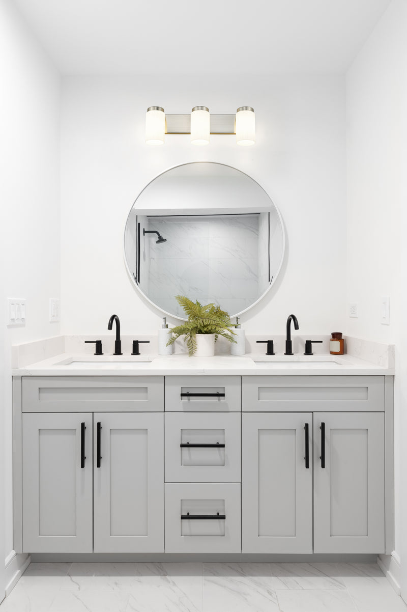 Burk 3 Light 22.5" Vanity in Brushed Nickel in a room setting