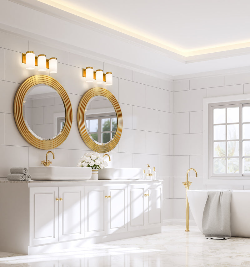 Burk 3 Light 22.5" Vanity in Luxe Gold in a room setting