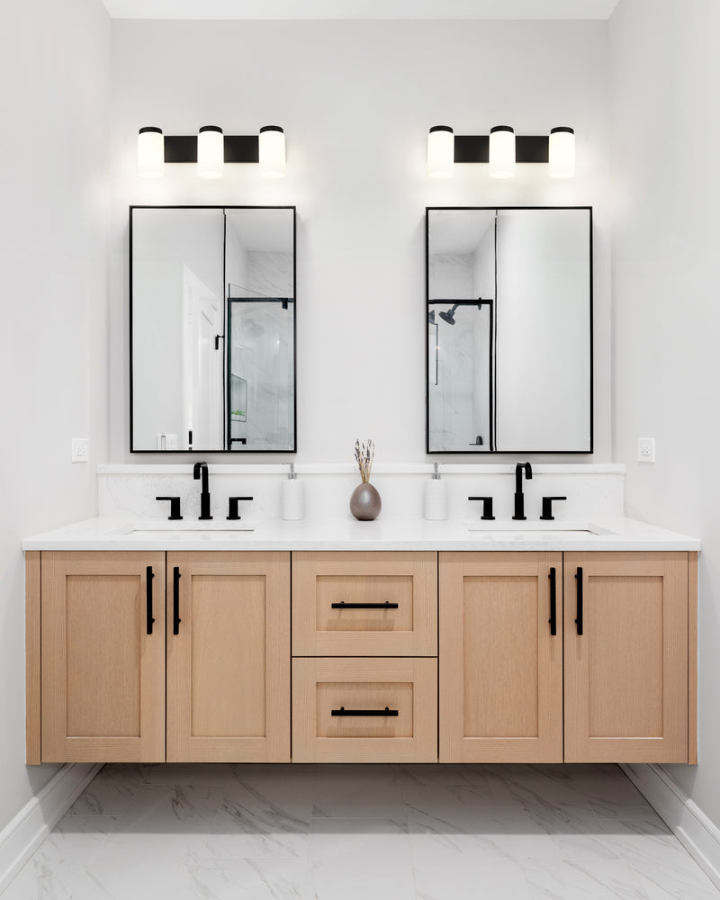Burk 3 Light 22.5" Vanity in Matte Black in a room setting