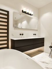 Burk 4 Light 30" Vanity in Matte Black in a room setting