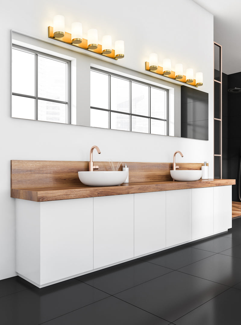 Burk 5 Light 38" Vanity in Luxe Gold in a room setting
