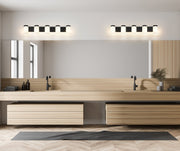 Burk 5 Light 38" Vanity in Matte Black in a room setting