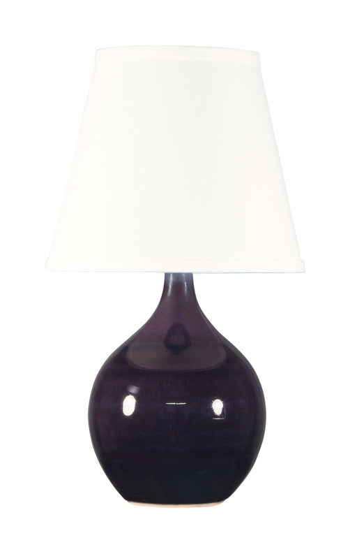 Scatchard 13.5 Inch Mini Accent Lamp in Eggplant with White Linen Hardback