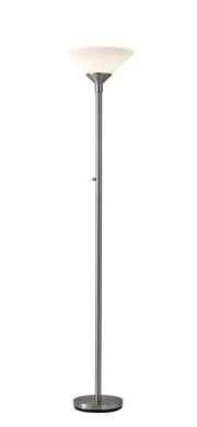 Aries 2-Light Torchiere Floor Lamp in Brushed Steel