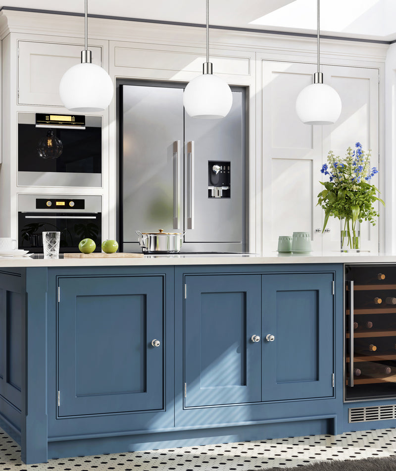 Margo 1 Light 9.75" Pendant in Polished Nickel in a room setting