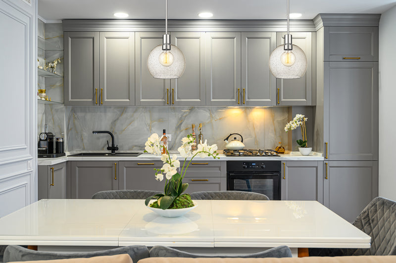 Margo 1 Light 9.75" Pendant in Polished Nickel in a room setting