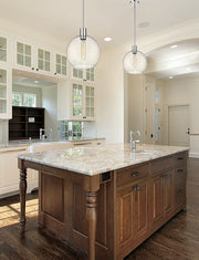 Margo 1 Light 13.75" Pendant in Polished Nickel in a room setting