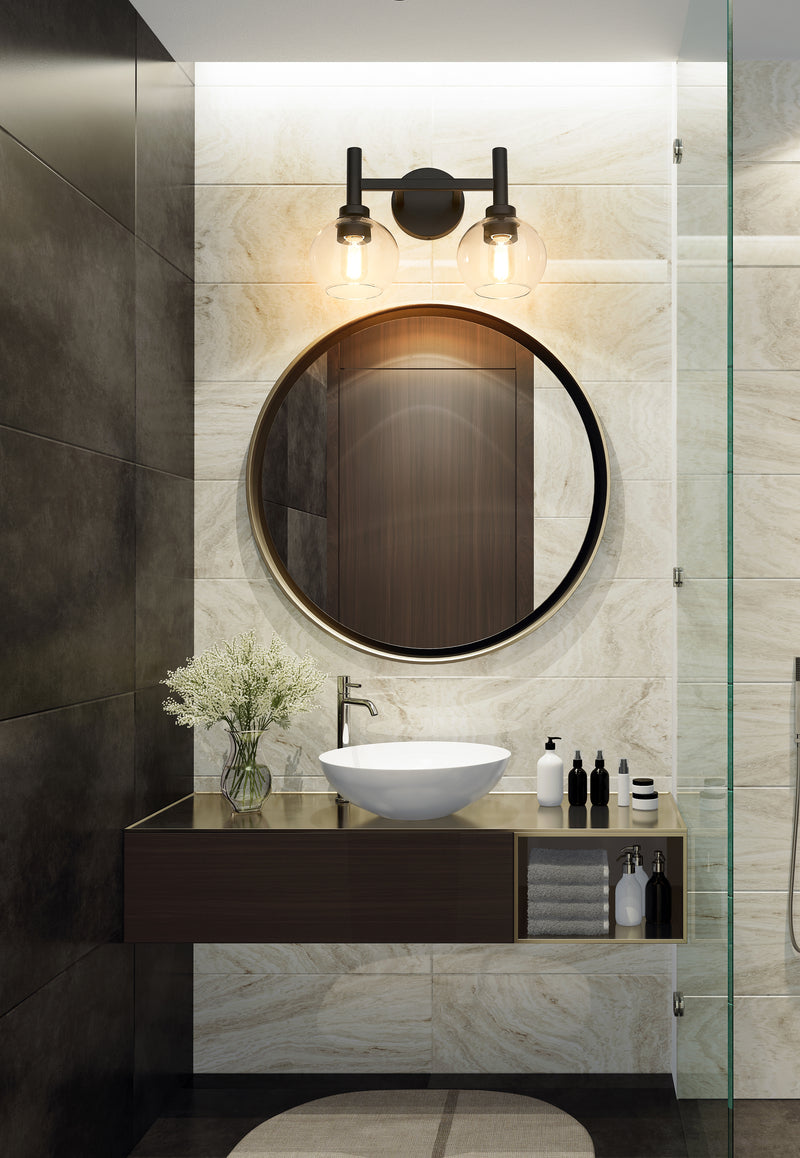 Sutton 2 Light 15.75" Vanity in Matte Black in a room setting