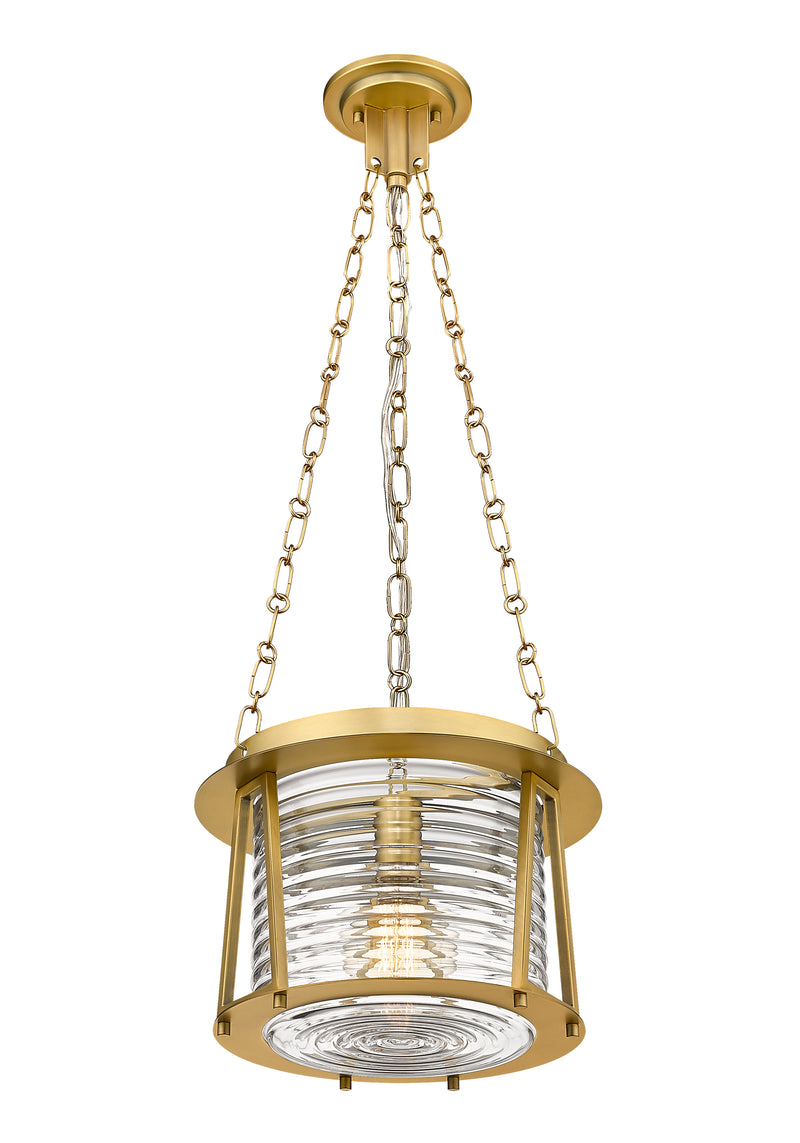 Cape Harbor 1 Light 13" Pendant in Rubbed Brass