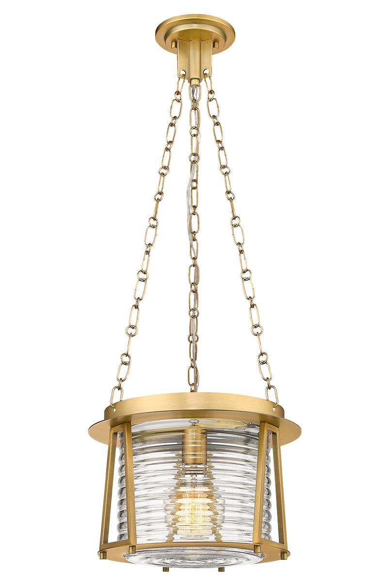 Cape Harbor 1 Light 13" Pendant in Rubbed Brass