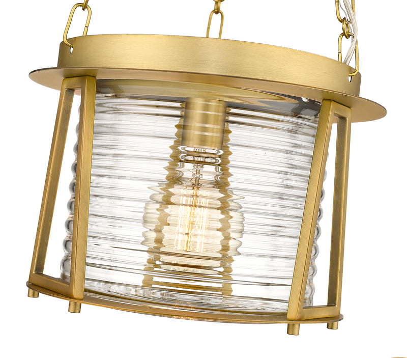 Cape Harbor 1 Light 13" Pendant in Rubbed Brass