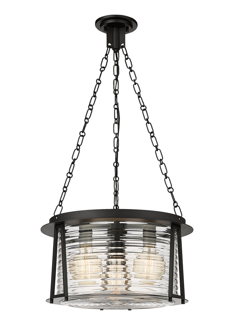 Cape Harbor 3 Light 18" Pendant in Matte Black