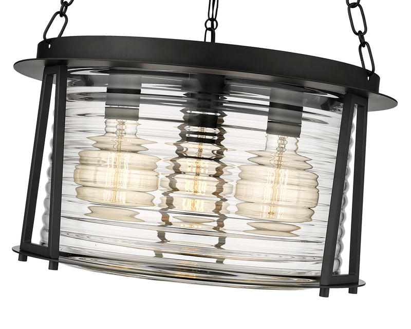 Cape Harbor 3 Light 18" Pendant in Matte Black