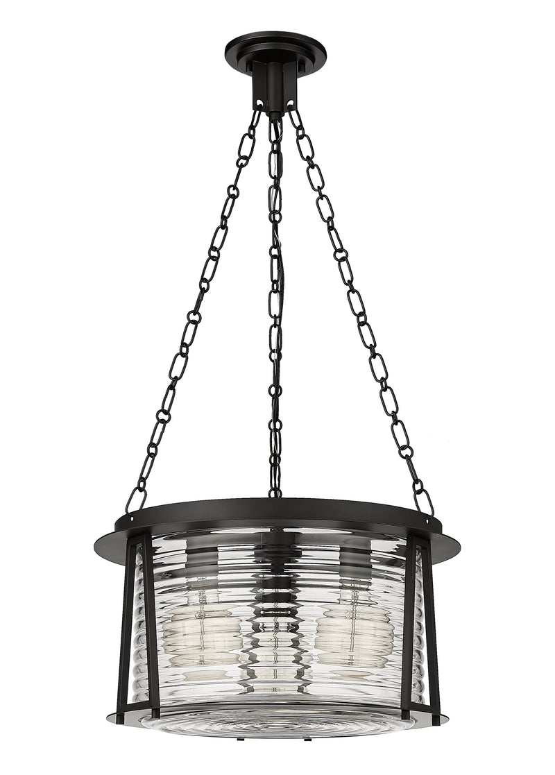 Cape Harbor 3 Light 18" Pendant in Matte Black