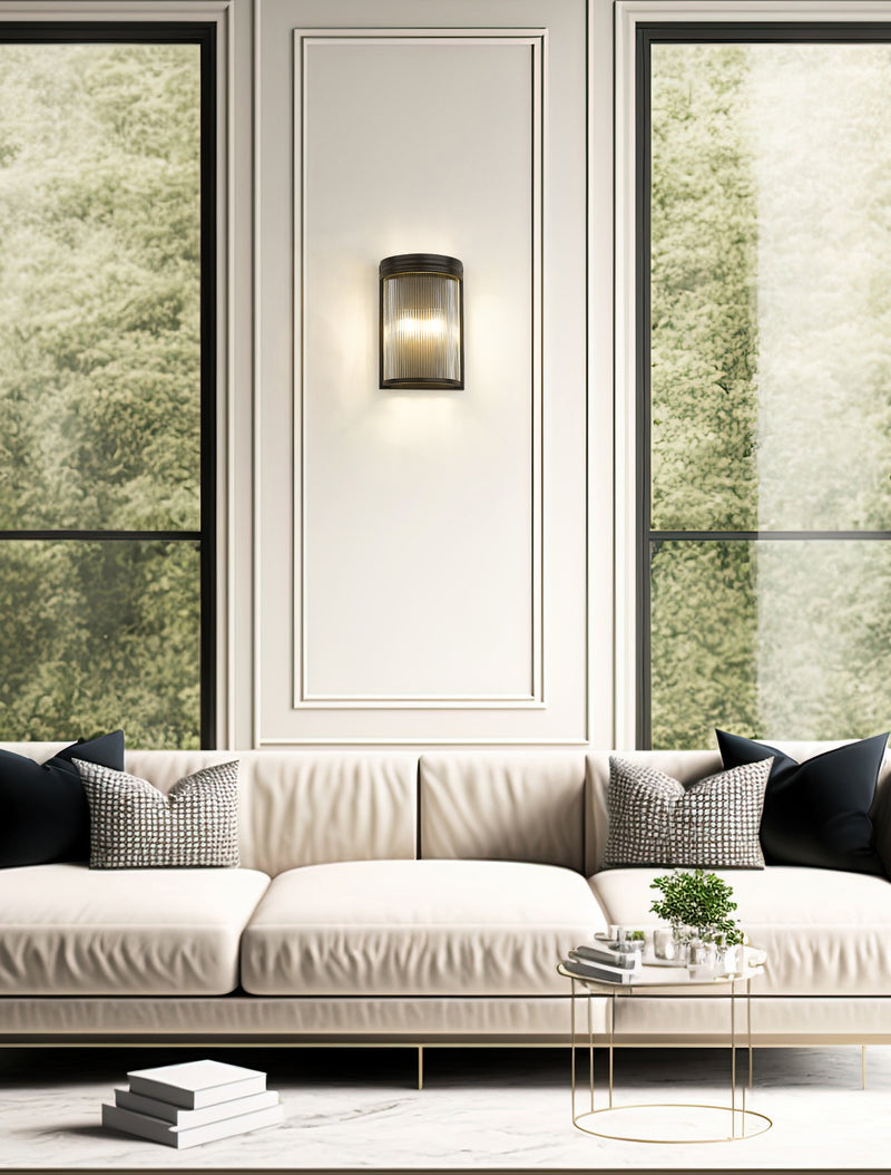 Carnaby 2 Light 8" Wall Sconce in Matte Black in a room setting