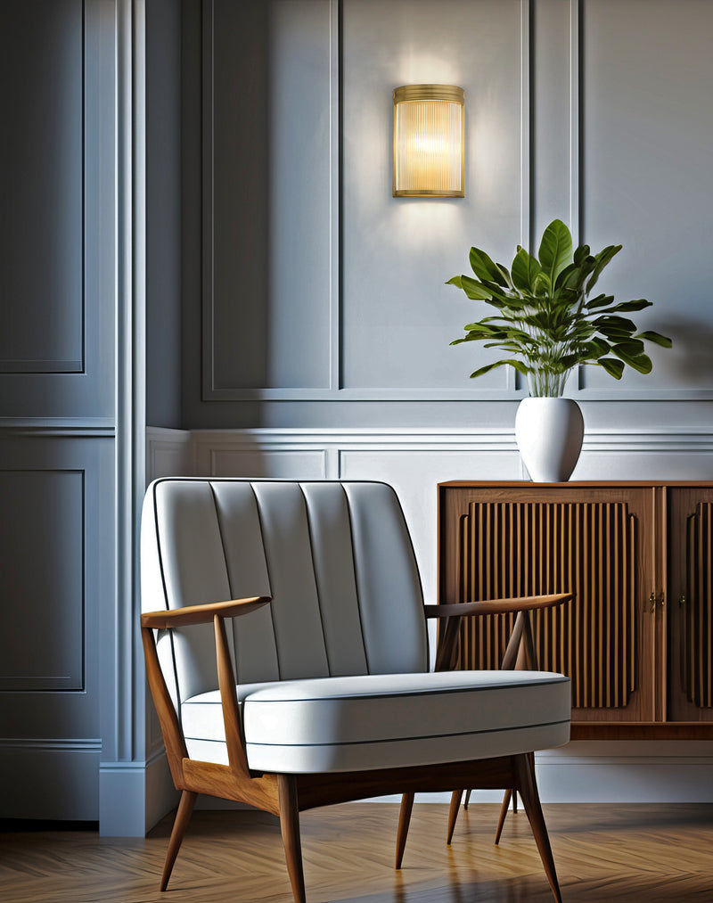 Carnaby 2 Light 8" Wall Sconce in Modern Gold in a room setting