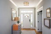 Carnaby 2 Light 13" Flush Mount, 6.5" Tall in Modern Gold in a room setting