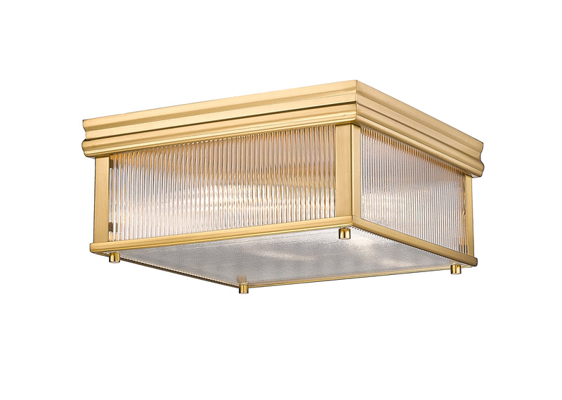 Carnaby 2 Light 13" Flush Mount, 6.25" Tall in Modern Gold
