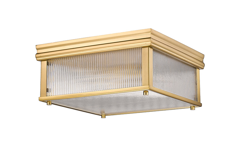 Carnaby 2 Light 13" Flush Mount, 6.25" Tall in Modern Gold