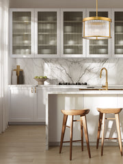 Carnaby 5 Light 18.25" Pendant in Modern Gold in a room setting