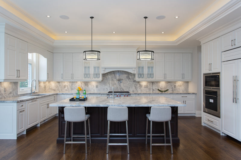 Carnaby 6 Light 24.25" Pendant in Matte Black in a room setting