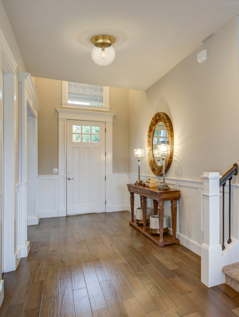 Calhoun 1 Light 13" Flush Mount in Heritage Brass in a room setting
