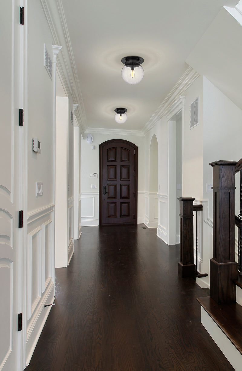 Calhoun 1 Light 13" Flush Mount in Matte Black in a room setting