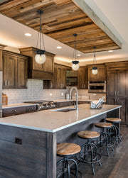 Calhoun 1 Light 9" Pendant in Matte black in a room setting