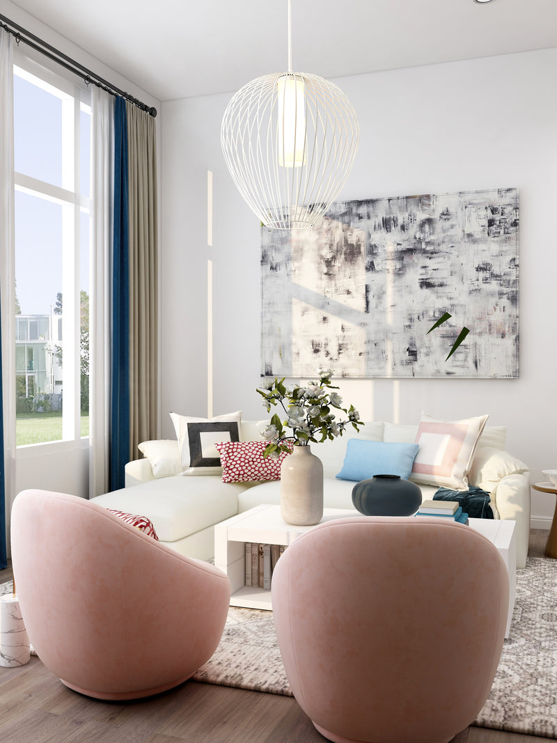 Savanti 1 Light 22" Pendant in Tundra White in a room setting