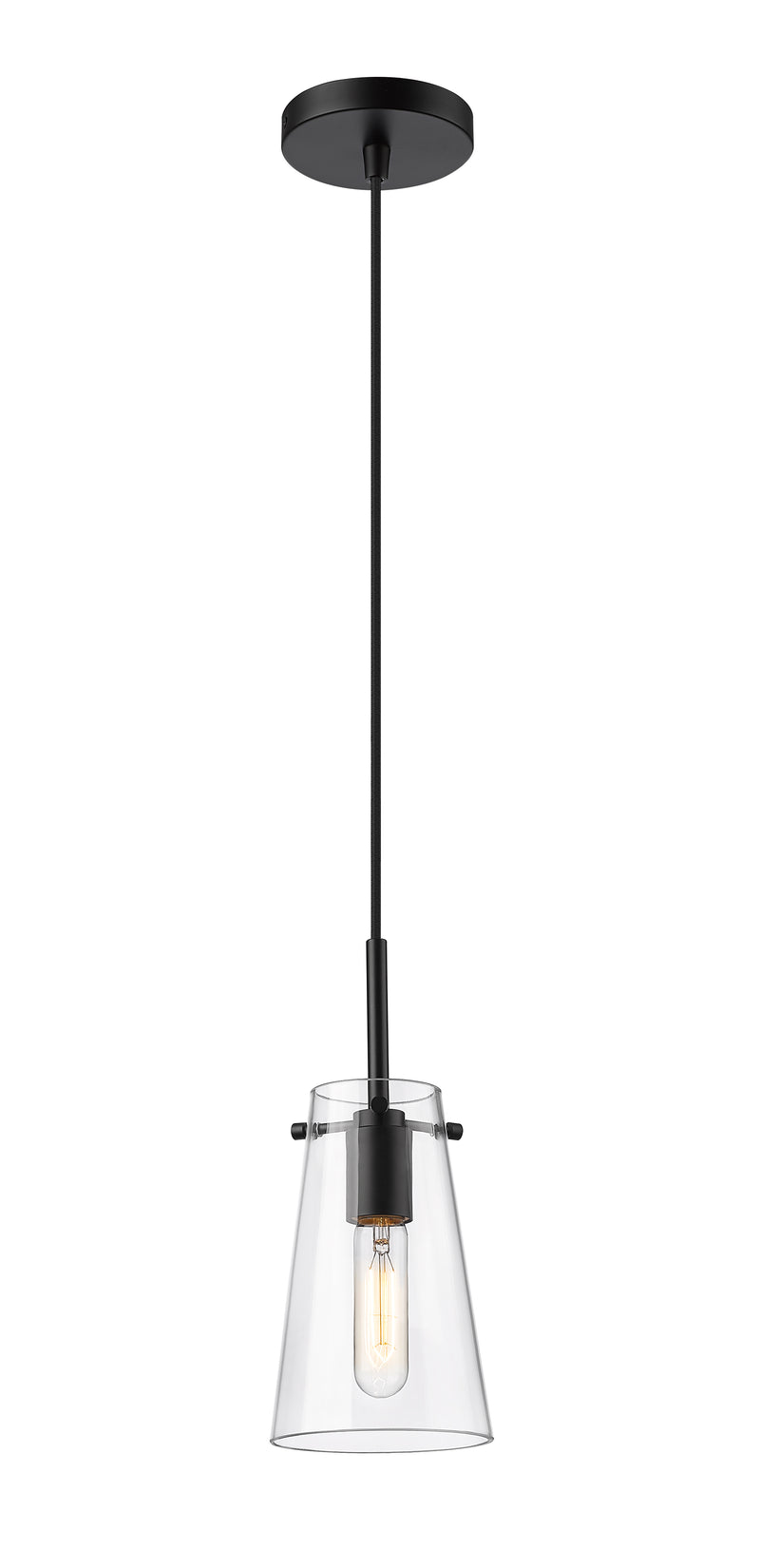 Kira 1 Light 5" Pendant, Cord Mount in Matte Black