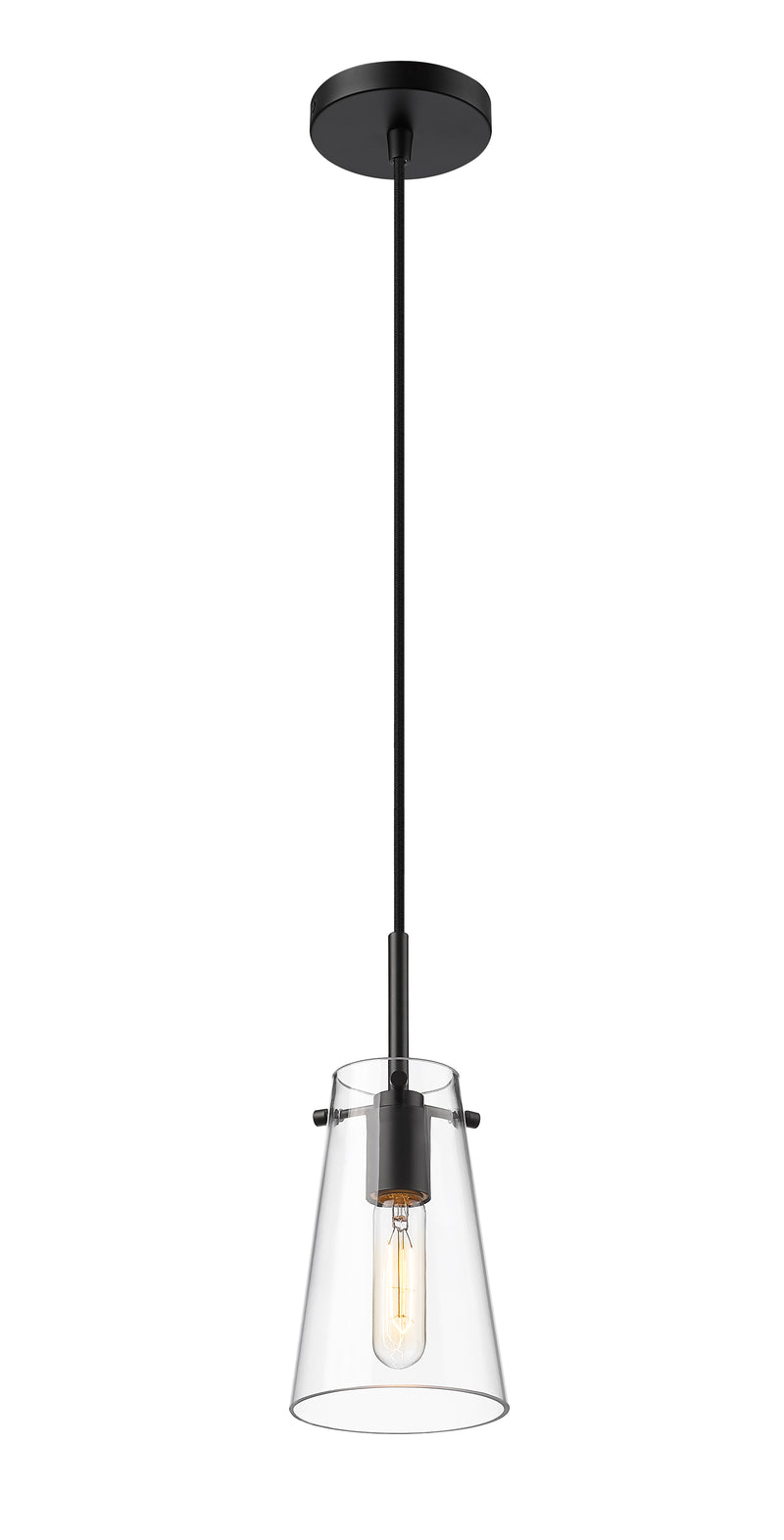Kira 1 Light 5" Pendant, Cord Mount in Matte Black