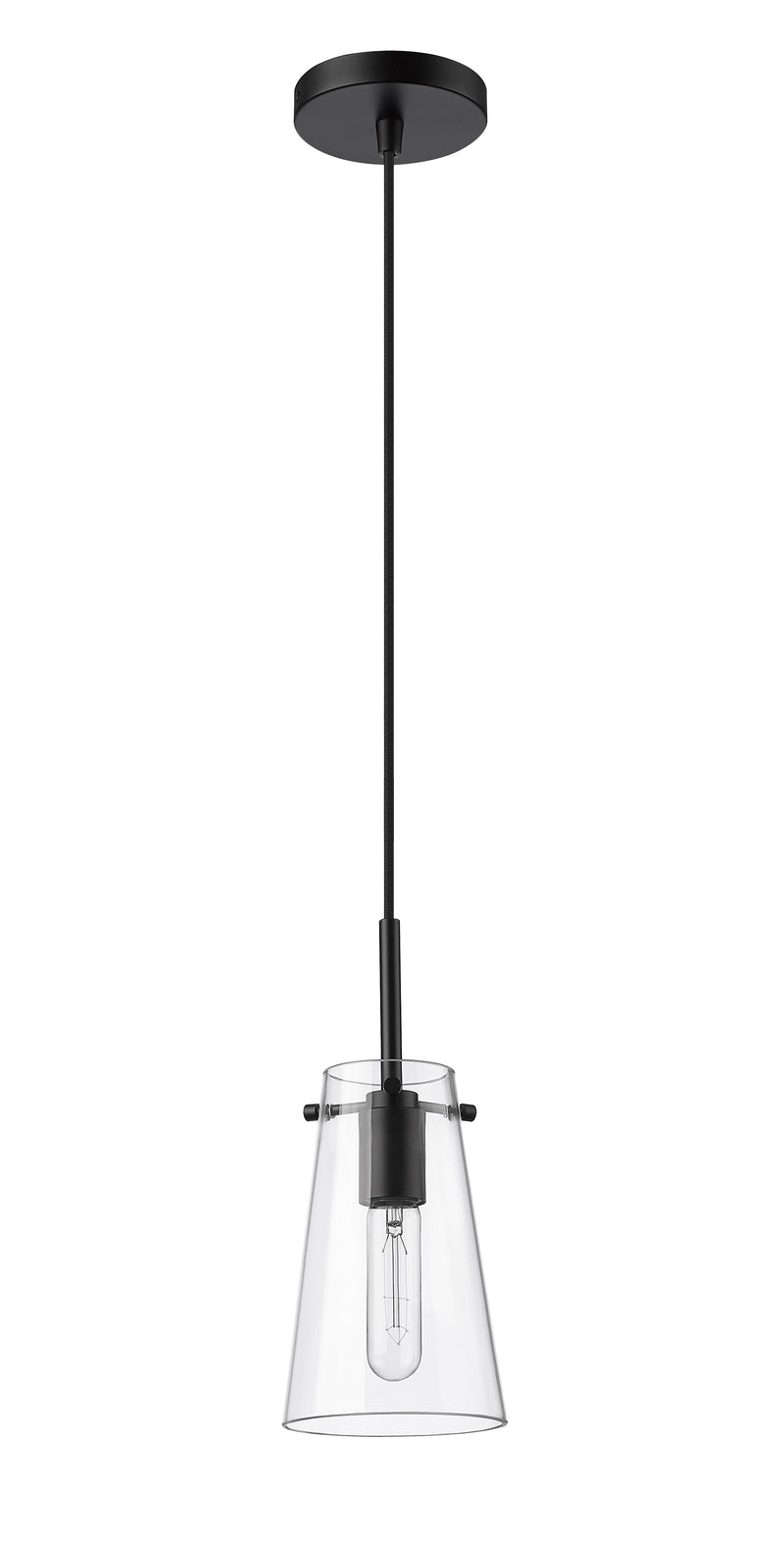 Kira 1 Light 5" Pendant, Cord Mount in Matte Black