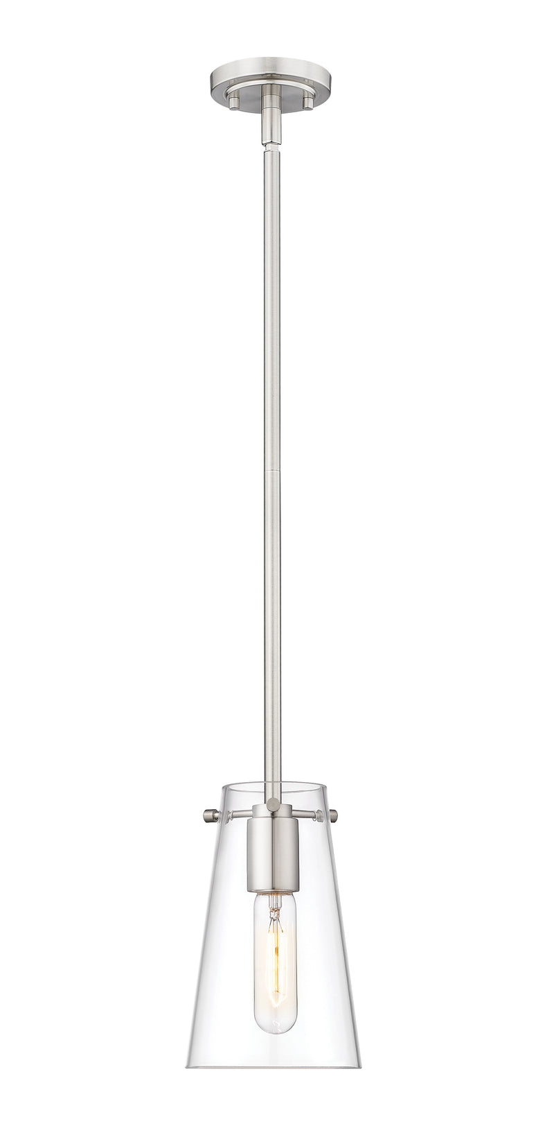 Kira 1 Light 5" Pendant, Rod Mount in Brushed Nickel
