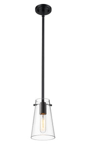 Kira 1 Light 5" Pendant, Rod Mount in Matte Black